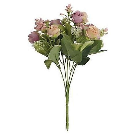 Bouquet de roses artificielles réalistes avec tiges, 15 têtes, décoration de salon, fleurs artificielles attrayantes à réaliser soi-mêmeviolet (1/5)