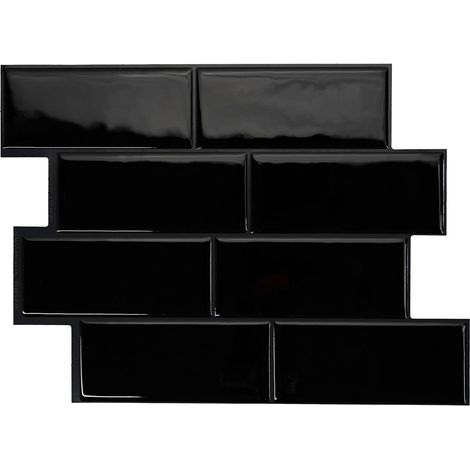 Selbstklebende Wandfliesen x4, 29,36x21,29cm - Smart Tiles Metro Nero Klebefliesen 3D Fliesenaufkleber für Bad & Küche