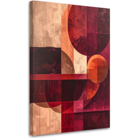 Stampe su Tela, Astrazione geometrica nei toni del bordeaux e del rosso. - 20x30 (1/2)