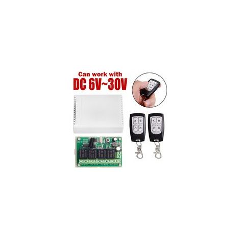 Télécommande sans fil 433 MHz, 12 V CC, 4 canaux (2 émetteurs + 1 récepteur), portée jusqu’à 30 m, pour portes de garage, portails et automatismes (1/5)