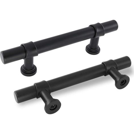 Zwei mattschwarze Griffe für Schränke, Küchen und Schubladen. Lochabstand: 192 mm. Gefertigt aus einer Aluminium-Zink-Legierung. Schrauben sind im Lieferumfang enthalten. (1/4)