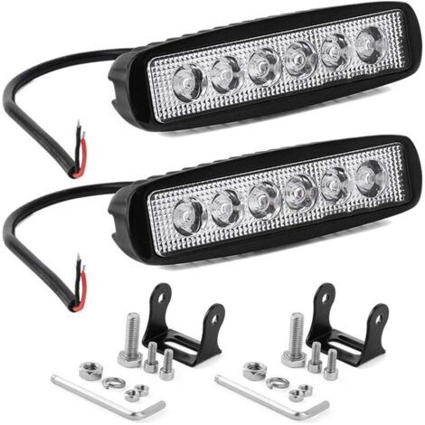 BUNTHAUS 2 Pièces 15cm Phare de Travail LED 18W Projecteur LED Voiture 12V 24V Etanche IP67 Spot Feux Antibrouillard LED 1200lm Feux de Travail pour Voiture Camion Tracteur SUV Bateau