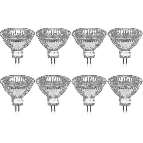 Lot de 8 ampoules halogènes GU5.3 MR16 35 W 12 V dimmables - Blanc chaud 2800 K, 400 lumens, diffuseur en verre Fi S202412245855-lh1 (1/4)