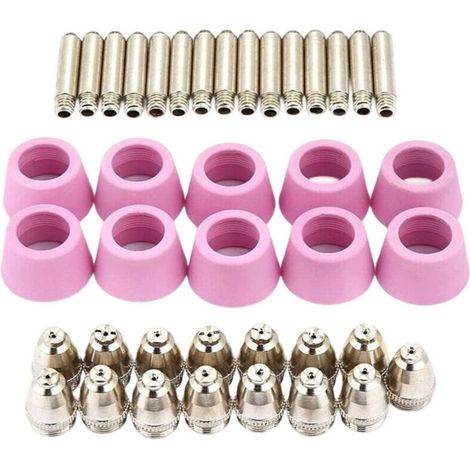 40pc/Set AG60 SG55 Plasma Cutter Coupe Torche Electrode Buses Tasses Kit Plasma Cutter Accessoires Acier Mill Plasma Cutter Accessoires, pour SG55, AG-60 Torche, CUT60, LGK60, P-60 (1/4)