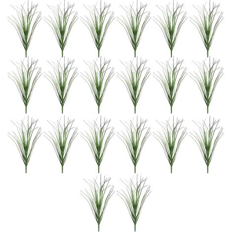 Pack of 20 artificial outdoor grass bundles, 30cm tall, weather-resistant, UV-resistant, looking like real artificial decorative grass for gardens, balconies, and patios. (1/5)