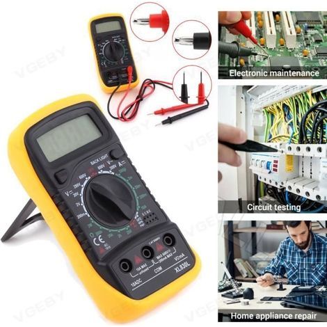 Multimetro digitale giallo XL830L Voltmetro Amperometro Ohmetro Tester (1/4)