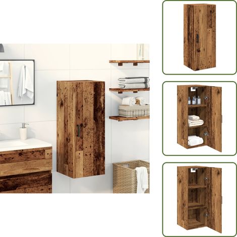 The Living Store Mobile a Parete Legno Vecchio 34,5x34x90 cm in Truciolato - Armadio a muro