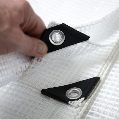 Toile multiusage avec Oeillets imperméable Leno 240 g/m² Blanc / Transparent 6 x 1,5 m (1/3)
