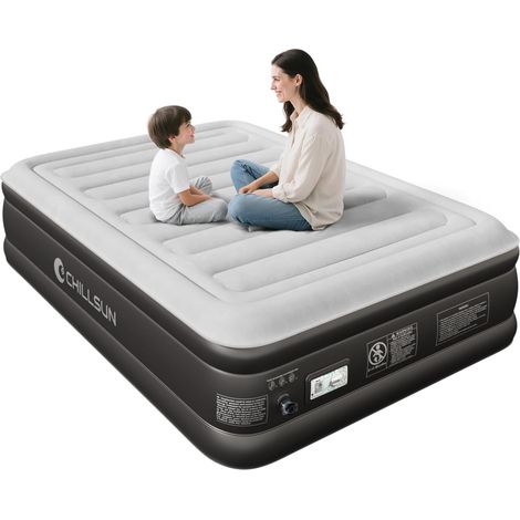 Matelas Gonflable 2 Personnes, Lit 190x137x46cm, Surface flockée épaisse étanche, Compact et Facile à Ranger pour Camping, invités Usage Domestique avec Pompe. (2 Personnes) - Personnes (1/5)