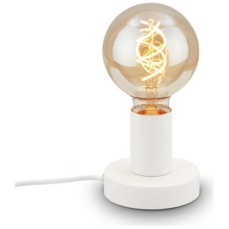 Lampe de chevet rétro avec interrupteur à câble. douille E27. max. 10 watts. lampe de table vintage. lampe de bureau. lampe de chevet. liseuse. 10x9 cm. blanc (1/5)