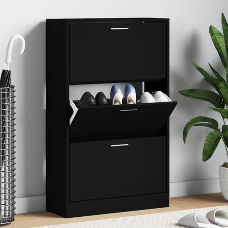 vidaXL Shoe Cabinet Black 63x24x103 cm Engineered Wood (1/5)