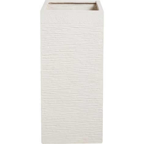 Maceta alta de arcilla para jardín 26 x 26 x 60 cm resistente a los rayos UV beige claro Dion (1/5)