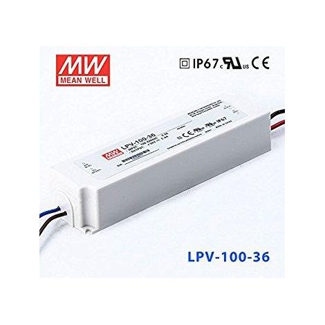 Stromversorgung Leds 36vdc 100w 2,8amp Ip67 Meanwell Lpv-100-36