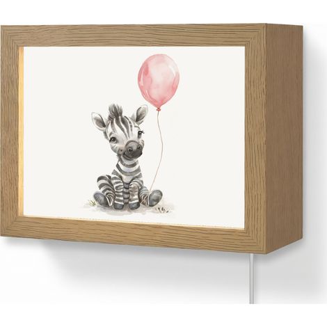WALL LIGHT Zebra - Baby - Animals - Pink balloon 20x15 cm (1/5)