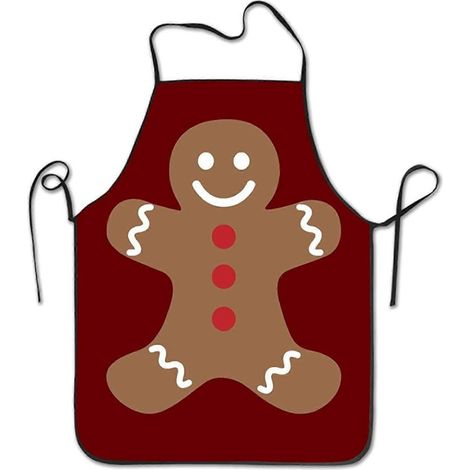 Tablier de cuisine ajustable YISHOW liens extra longs avec bavette motif bonhomme en pain d'épice pour homme et femme (1/4)