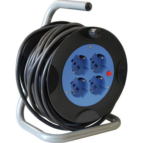 AVVOLGICAVO Elettrico CIVILE 15 metri MAURER con 4 SCHUKO Sezione cavo 3x1,5 mm
