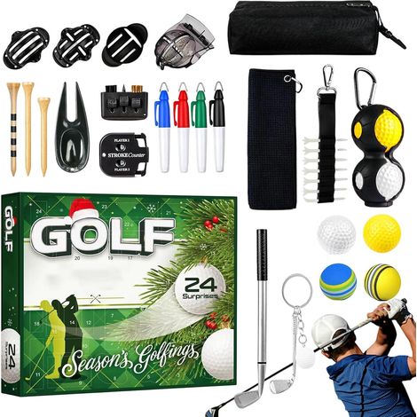 Calendrier de l'Avent – Cadeaux festifs Calendrier de l'Avent avec accessoires de golf Pour lui, adultes, hommes, pères, maris, amis (1/5)