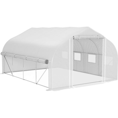 Serre Tunnel, Polyéthylène étanche, 4m x 3m x 2m, 8 Fenêtres, Porte en maille, Protection UV (1/5)