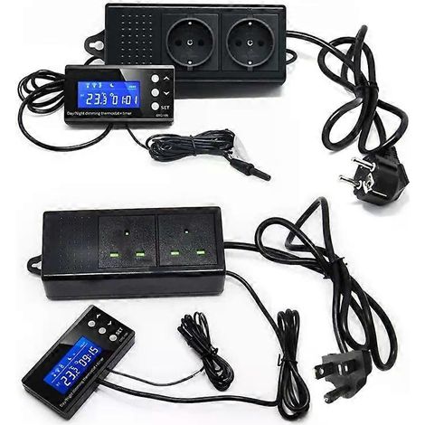 Thermostat numérique pour nid de reptile avec sonde de haute précision, régulateur de température et d'humidité, minuterie, pour animaux amphibiens. (1/4)