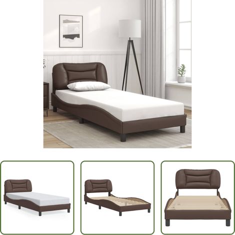 vidaXL Oreiller de tête de lit - Cadre de lit sans matelas Hvar marron 90x200 cm similicuir (1/5)