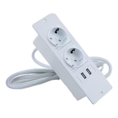 USB-Hub mit 3 Ports und integrierter Steckdose, geeignet für Schreibtische, Konferenztische, Büros und Privathaushalte [HK]