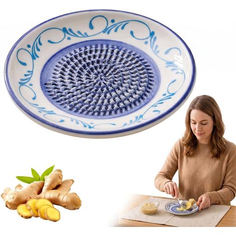Ciotola in ceramica per grattugiare l'aglio, grattugia artigianale in ceramica per zenzero, formaggio, wasabi, cipolla, patate dolci, separatore di erbe aromatiche, utensile da cucina. (1/5)