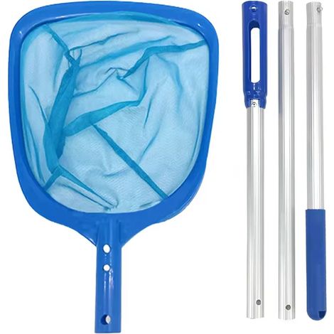 Accessoires de piscine Épuisette de piscine (3 tiges) avec manche télescopique - Outil de nettoyage multifonction pour piscines enterrées et hors sol