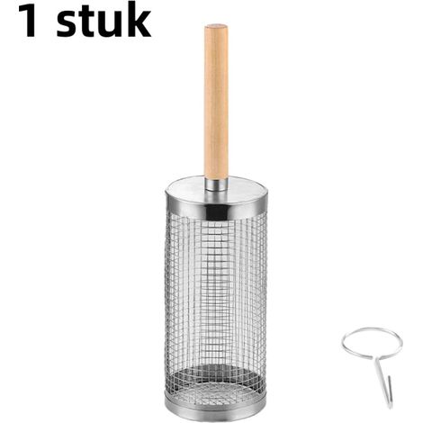 Cage à barbecue portable avec poignée en bois et rouleau rotatif pour grillade extérieure petit modèle (1/5)
