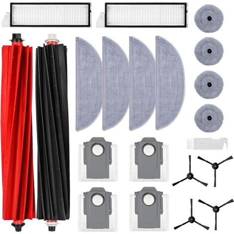 Kit d'accessoires pour Roborock S8 Maxv Ultra, 8 chiffons de nettoyage, 2 brosses en caoutchouc, 4 sacs à poussière, 2 filtres, 4 brosses latérales, pièces de rechange pour robot aspirateur (1/4)
