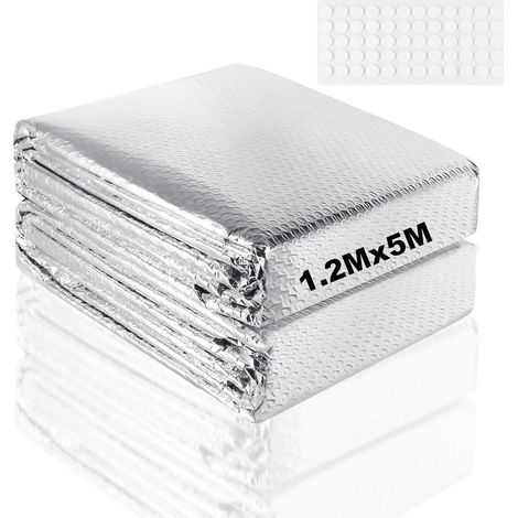 5M Rouleau Isolant Thermique Aluminium Double Face 3mm x 120cm Reflecteur Radiateur Résistant à la chaleur et au Froid Aluminium Derrière Radiateur pour Portes Toits Camping-Cars et Murs (1/5)
