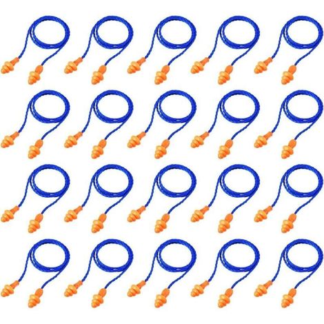20 Paires, Bleu , Bouchons d'oreilles en Cordon Bouchons d'oreilles en Silicone Réutilisables avec Corde Bouchon d'oreille Anti-Bruit pour Sommeil Protection Auditive (1/4)