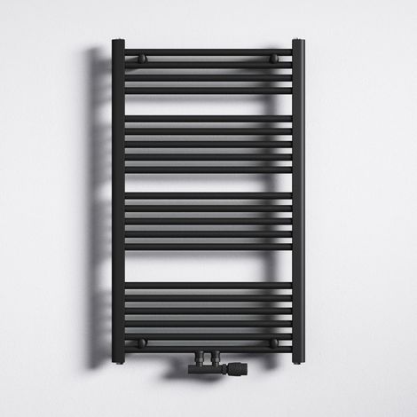 Mai & Mai Radiateur à Eau Chaude Mural Chauffage Central 100x60cm Sèche-Serviettes Gris Noir en Acier Inoxydable