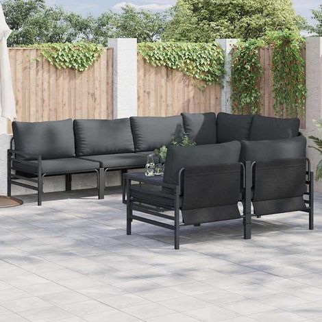 Conjunto de sofá de jardín 7 pcs Antracita Acero & tela