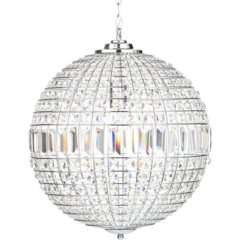 Miley Large Globe Ceiling Pendant E27 1 Light Indoor Fitting - Chrome Litecraft