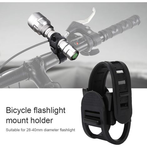Support universel pour lampe vélo et torche, fixation ajustable 360° et polyvalente. (1/3)