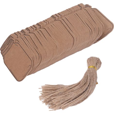 400 feuilles, 4 paquets d'étiquettes en papier kraft, étiquettes cadeaux artisanales à faire soi-même avec ficelle, idéales pour les mariages, Thanksgiving et Noël.