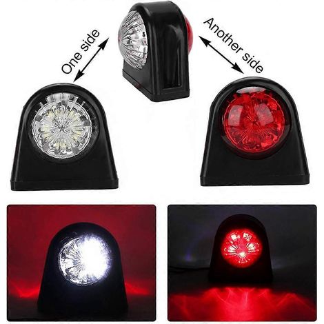 Rote und weiße LED-Leuchten, 8 Lampen, abgerundete Kanten, 10–30 V für Fahrzeuge (1/5)
