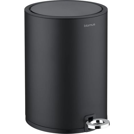 Poubelle cosmétique Sino - 3 litres - Noir - 20 L x 20 l x 26 H cm - Poubelle à pédale avec abaissement automatique - Poubelle avec récipient intérieur en acier inoxydable (1/5)