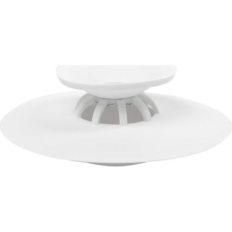 Sollbry Drain Stop, Bonde de baignoire et douche avec fonction attrape-cheveux, Coloris blanc, 10X10cm (1/5)