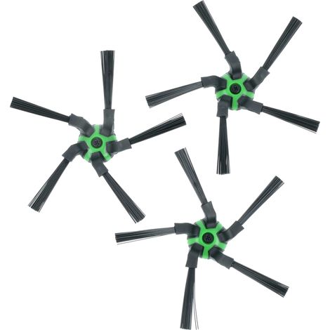 vhbw 3x spazzola laterale compatibile con iRobot Roomba s9 Plus, s9, 9550, 9150 robot aspirapolvere - Set spazzole, nero / verde, a 5 bracci (1/4)