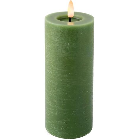Candela di cera a LED verde, ø7 x 19 cm (1/3)