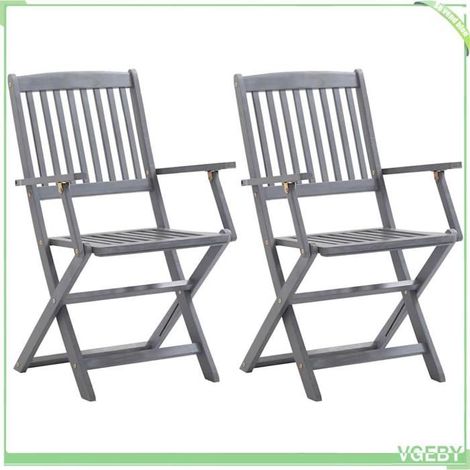 Chaises pliables d'extérieur - FAFEICY - 3064484 - Bois d'acacia - Pliantes - Coussins inclus (1/5)