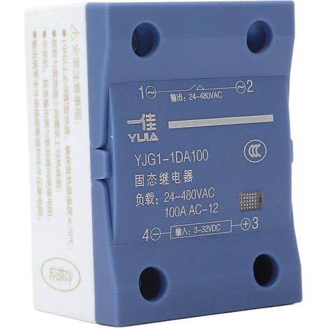 Einphasen-Halbleiterrelais (DC/AC), SSR, kontaktlos, Eingang: DC 3–32 V, Ausgang: AC 24–480 V, 100 A, YJ