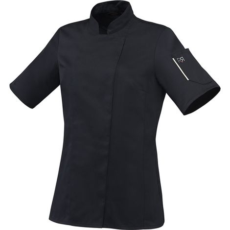 Veste de cuisine femme manches courtes Robur Unera polycoton Noir XL