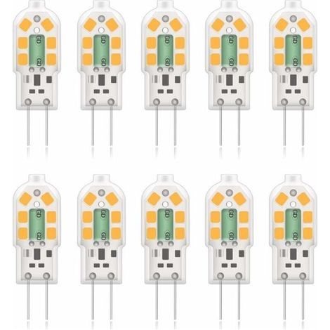 Lampadina LED G4 da 2W, equivalente a una lampadina alogena da 20W, luce bianca calda 3000K, 200 lm, 12x SMD, 12V AC/DC - Confezione da 10 [Classe energetica A+] (1/4)
