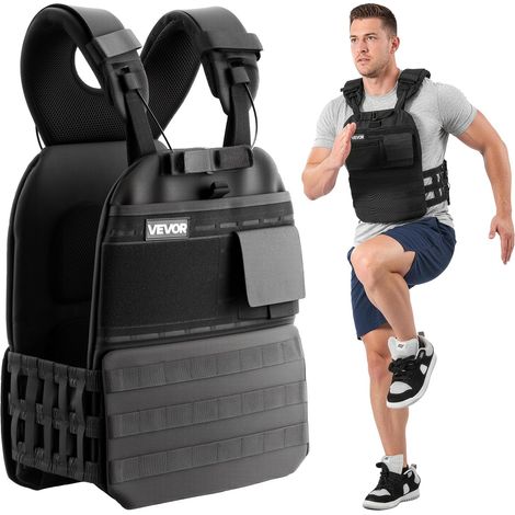 Gilet Lesté, Veste Lestée avec Épaulières et Bande Réfléchissante, pour Marche Course à Pied Jogging Randonnée Entraînement Croisé Fitness, Gilet de Poids pour Musculation, Lests Non Inclus (1/5)