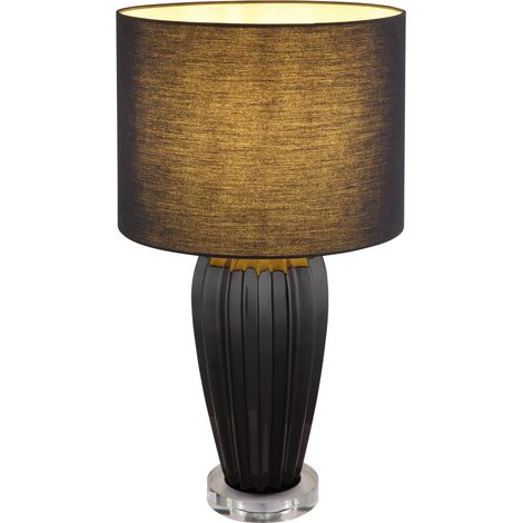 Globo Irina Lampe de table avec abat-jour rond noir 1x E27