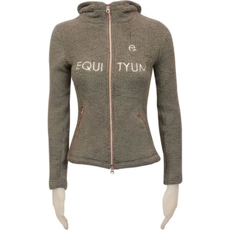 XL, Beige Scuro: Damen Reitsweatshirt Modell Teddy Clarise aus Fleece mit Reißverschluss und Kapuze (1/5)