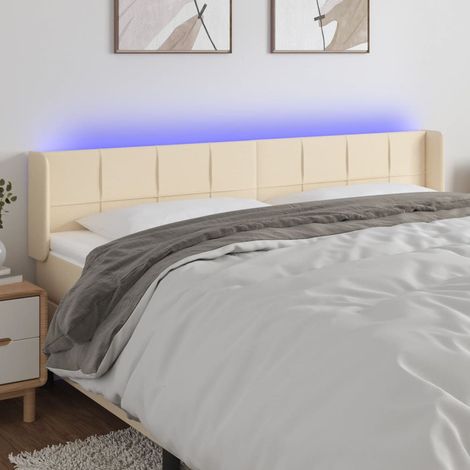 LED Kopfteil Creme 163x16x78/88 cm Stoff (1/5)