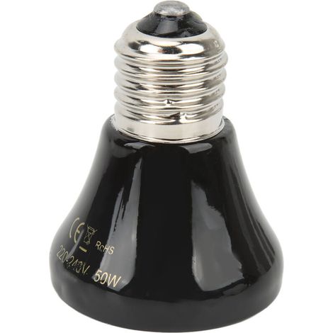 Lampe chauffante en céramique pour reptiles, mini lampe chauffante infrarouge pour amphibiens (lézards, reptiles), 220-240 V, 50 W, noire (1/5)